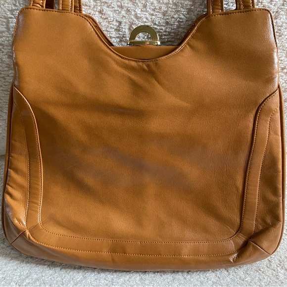 Lou Taylor | Vintage Shoulder Bag w/ Mirror Camel Made In Italy - Picture 9 of 16